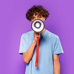 Student holding megaphone